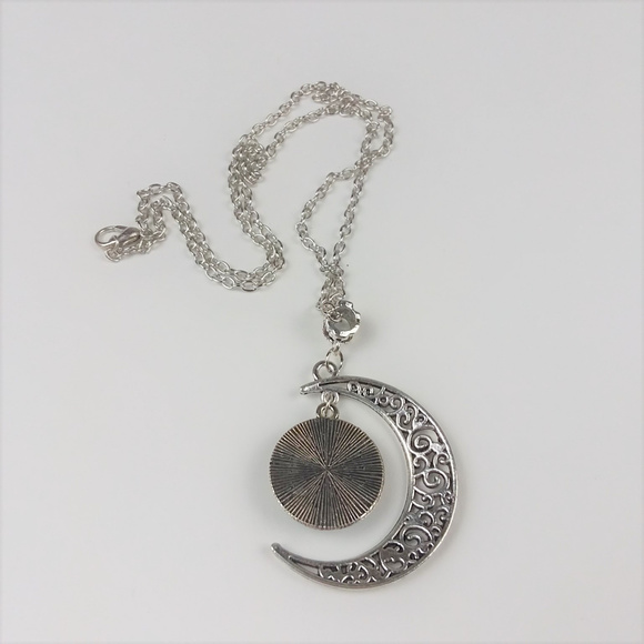 Triple Moon Goddess Blue Necklace Pendant Wicca - Picture 3 of 4